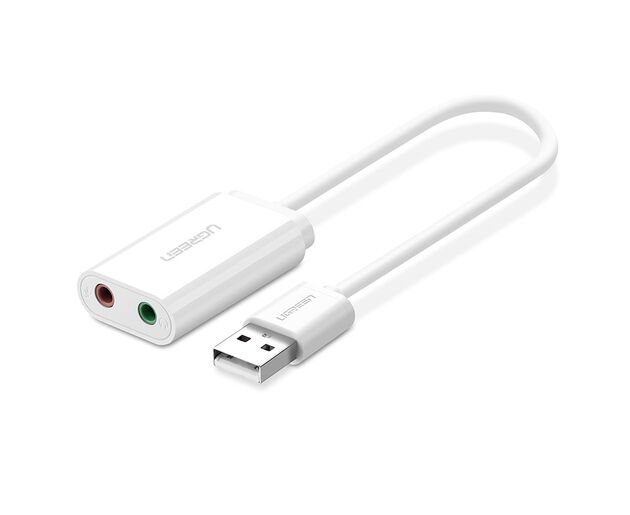Адаптер UGREEN US205 30143 USB 2.0 External Sound Adapter 15cm White