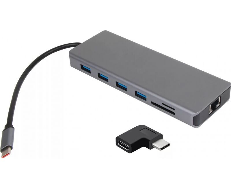 USB-концентратор Vcom CU4706 Type C -- 2 HDMI+DP 4 K*60 Hz+3 USB3.0+TC+USB2.0+RJ45+SD+TF+PD+audio+TCадаптер