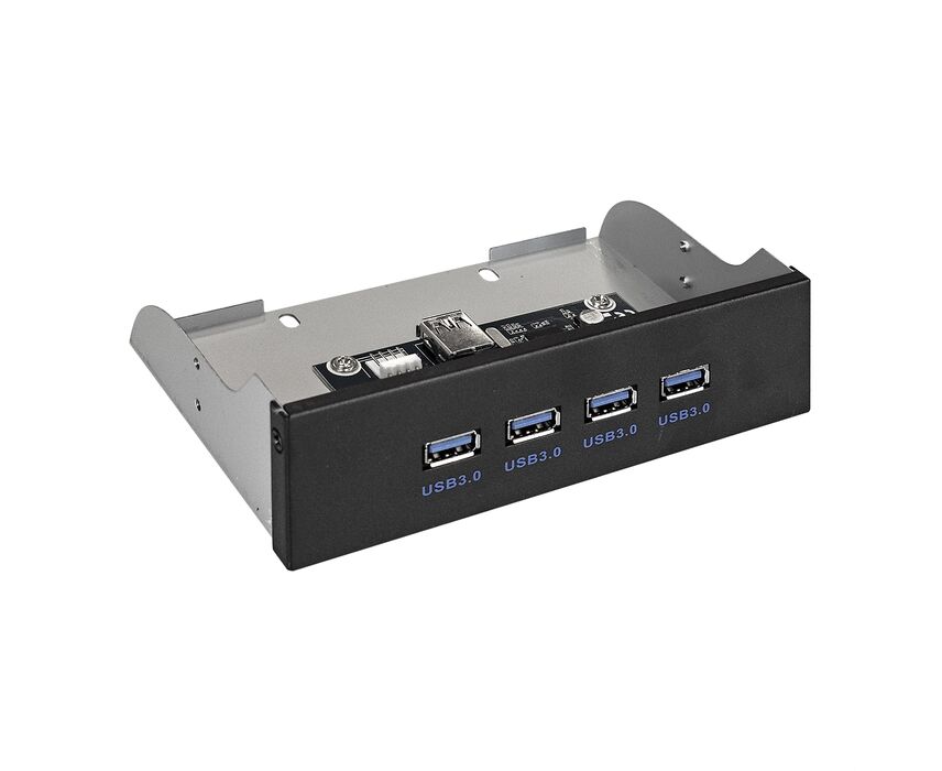Планка USB на переднюю панель Exe Gate U5 H-625, 5,25", 4*USB3.0, черная, металл, подсоед. к MB 289290