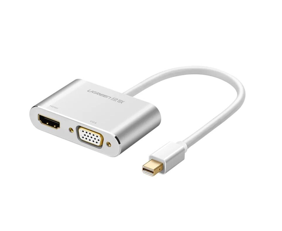 Адаптер U Green MD115 (20421) Mini DP to HDMI + VGA Converter серебристый