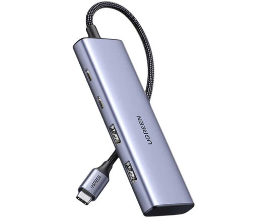 USB-хаб UGREEN CM473 15395 4-Port USB-C to 2x USB-C and 2x USB-A Hub Space Gray