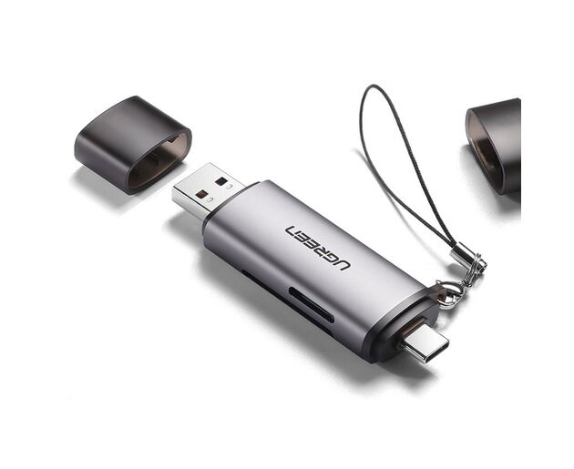 Картридер UGREEN CM185 50706 USB-C/USB-A Card Reader Grey