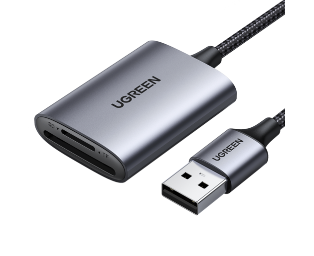 Кардридер UGREEN CM401 80888 USB-C to SD/TF Memory Card Reader Alu Case space gray