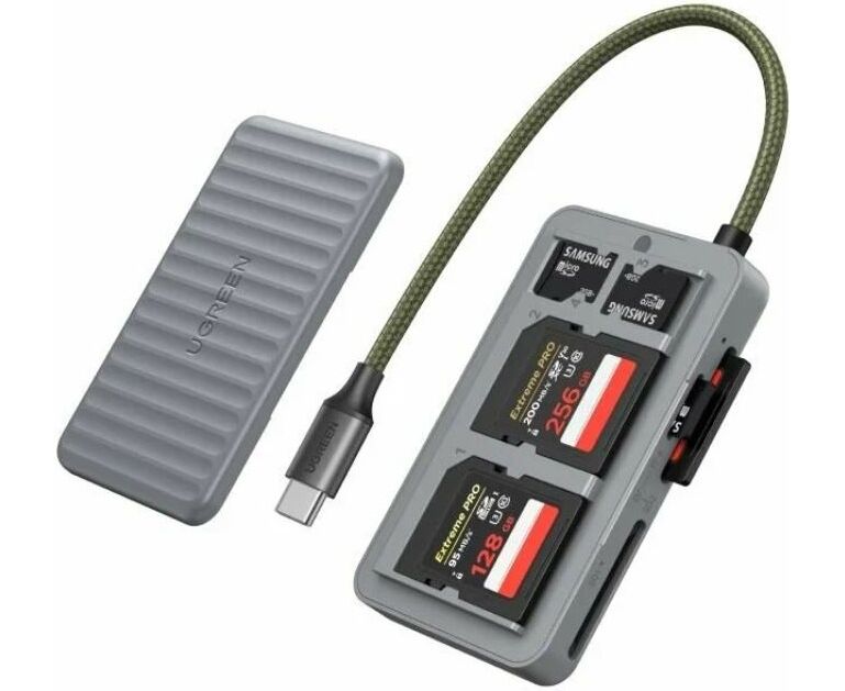 Кардридер UGREEN CM868 (55886) Card Reader 2×SD Card Slot 1×TF Card Slot серый