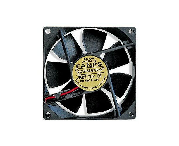 Вентилятор 80 мм Gembird FANPS, 80x80x25, 2 pin, 1200 rpm, 19 d BA, втулка (sleeve), MTBF: 30000 часов, длина провода 30 см
