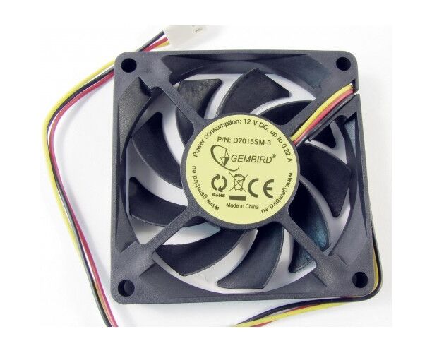 Вентилятор 70 мм Gembird D7015 SM-3, 70x70x15, 3 pin, 2100 rpm, провод 25 см