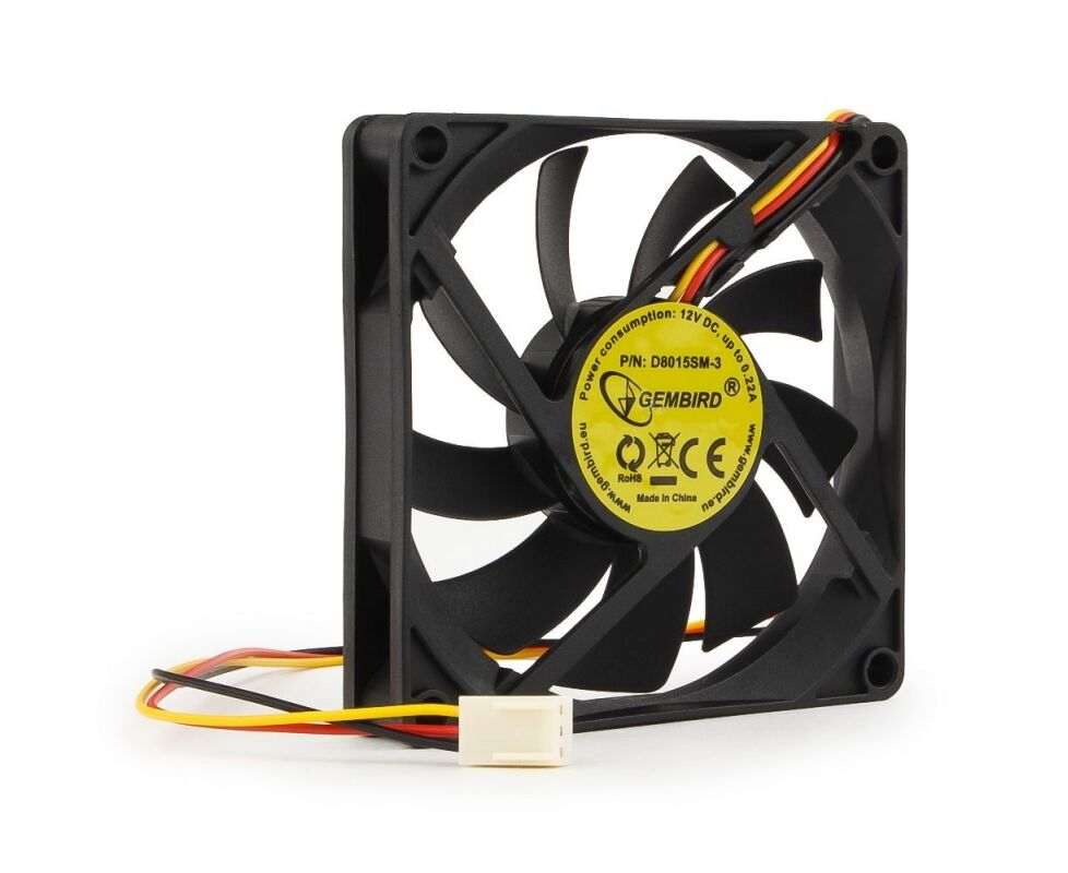 Вентилятор 80 мм Gembird D8015 SM-3, 80x80x15, 3 pin, 2600 rpm, SB (sleeve bearing), провод 30 см