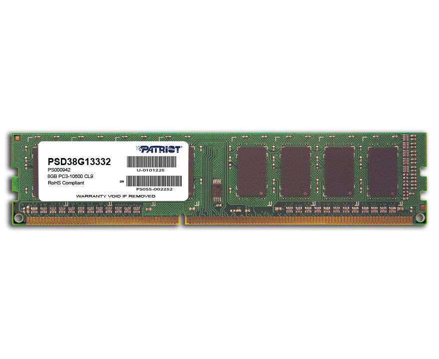 RAM DDR3-1333 8 GB PC3-10600 Patriot Signature Line, CL9, 1.5 V, retail (PSD38 G13332)