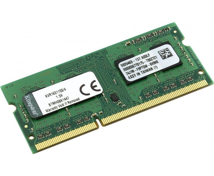 ОЗУ Kingston DDR-III 4 GB (PC3-12800) 1600 M Hz SO-DIMM SR X8 KVR16 S11 S8/4 WP