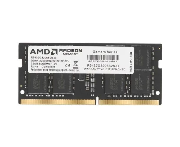 ОЗУ AMD Radeon R9 Gamer Series Gaming Memory R9432 G3206 S2 S-U 32 GB DDR4 3200 SO DIMM Non-ECC, CL16, 1.2 V, RTL