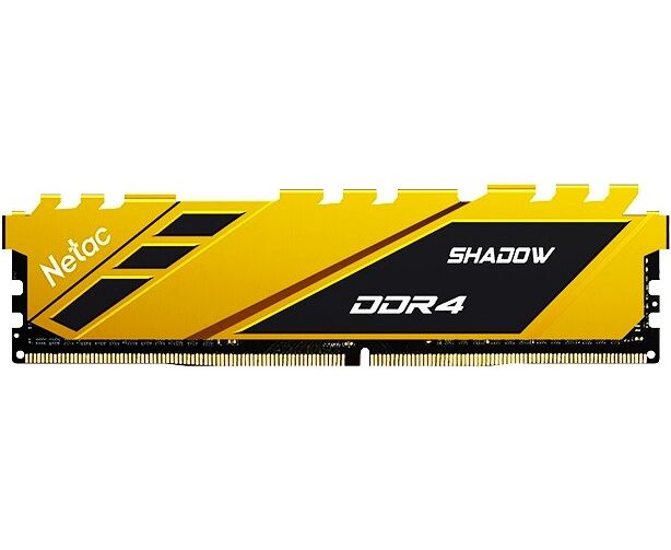 ОЗУ Netac Shadow NTSDD4 P26 SP-16 Y DDR 4 DIMM 16 Gb PC21300, 2666 Mhz, C19 Yellow, с радиатором