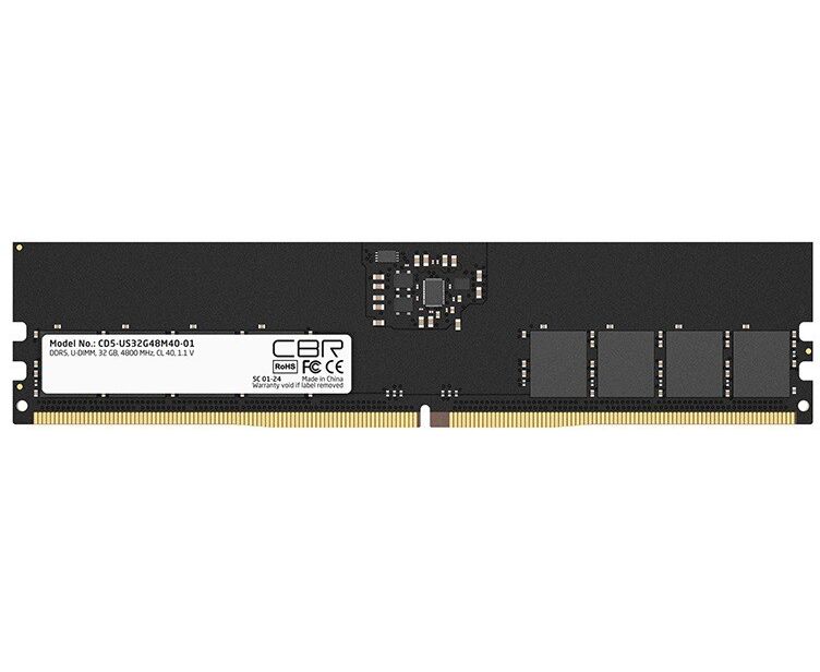 ОЗУ CBR CD5-US32 G48 M40-01 DDR5 DIMM (UDIMM) 32 GB PC5-38400, 4800 M Hz, CL40, 1.1 V