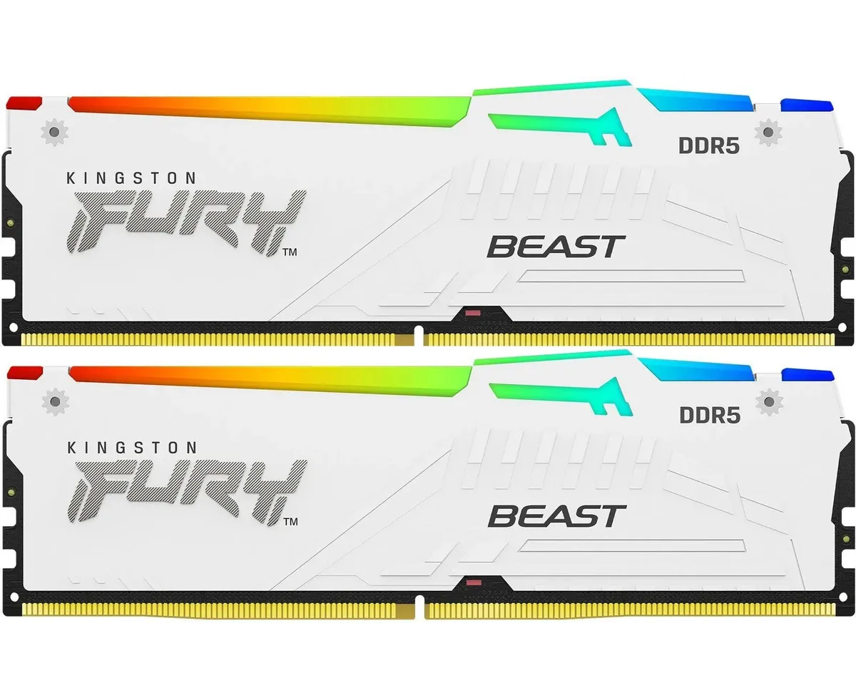 ОЗУ Kingston Fury Beast KF552 C40 BWAK2-32 DDR5 - 2x 16 ГБ 5200 МГц, DIMM, White, Ret