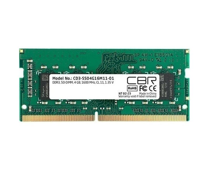 ОЗУ CBR CD3-SS04 G16 M11-01 DDR3 SODIMM 4 GB PC3-12800, 1600 M Hz, CL11, 1.35 V