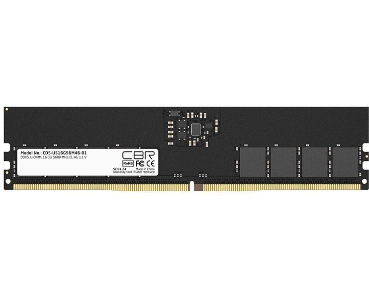 ОЗУ CBR CD5-US16 G56 M46-01 DDR5 DIMM (UDIMM) 16 GB PC5-44800, 5600 M Hz, CL46, 1.1 V