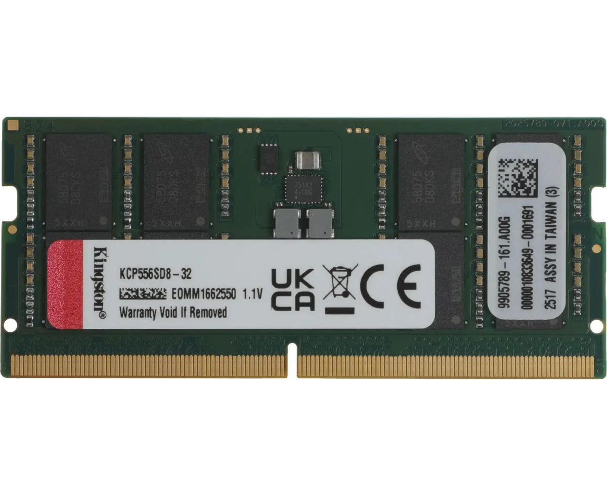 ОЗУ Kingston KCP556 SD8-32 SO-DIMM DDR 5 DIMM 32 Gb PC44800, 5600 Mhz, CL46