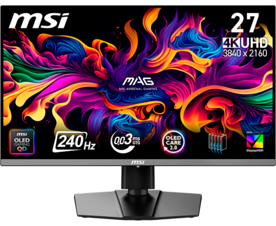 Монитор MSI MAG 272 UP X24 (9 S6-3 CD79 A-031) Black QD-OLED, 3840x2160, HDMI+HDMI+DP+Type C (15 W), 0.03 ms, 178°/178°, 250 cd/m, 1500000:1, 240 Hz, Pivot