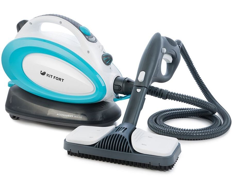 Пароочиститель напольный Kitfort КТ-914 белый/голубой