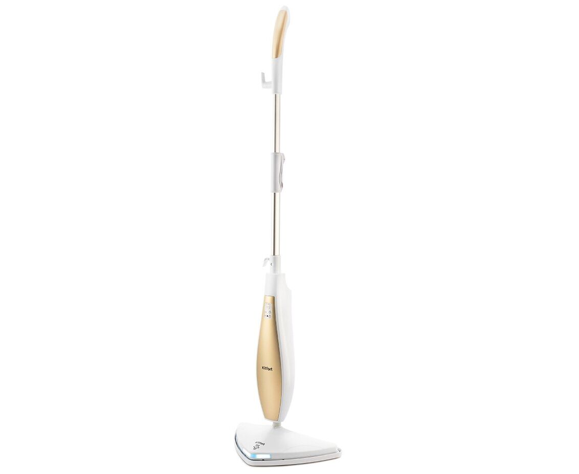 Швабра паровая Kitfort KT-1014 золотистый/белый