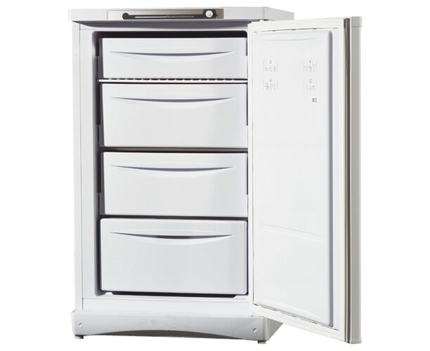 Морозильная камера Indesit SFR 100 белый, 60x66.5x100 см, полезн объем 118 л, 18кг/сут, 4 ящика, класс B, SN-T, 43 д Б, электромеханическое управл