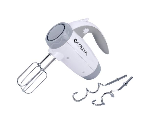 Миксер Centek CT-1114 (белый/серый) 350 Вт, 6 скоростей+турбо, взбивание/замешивание