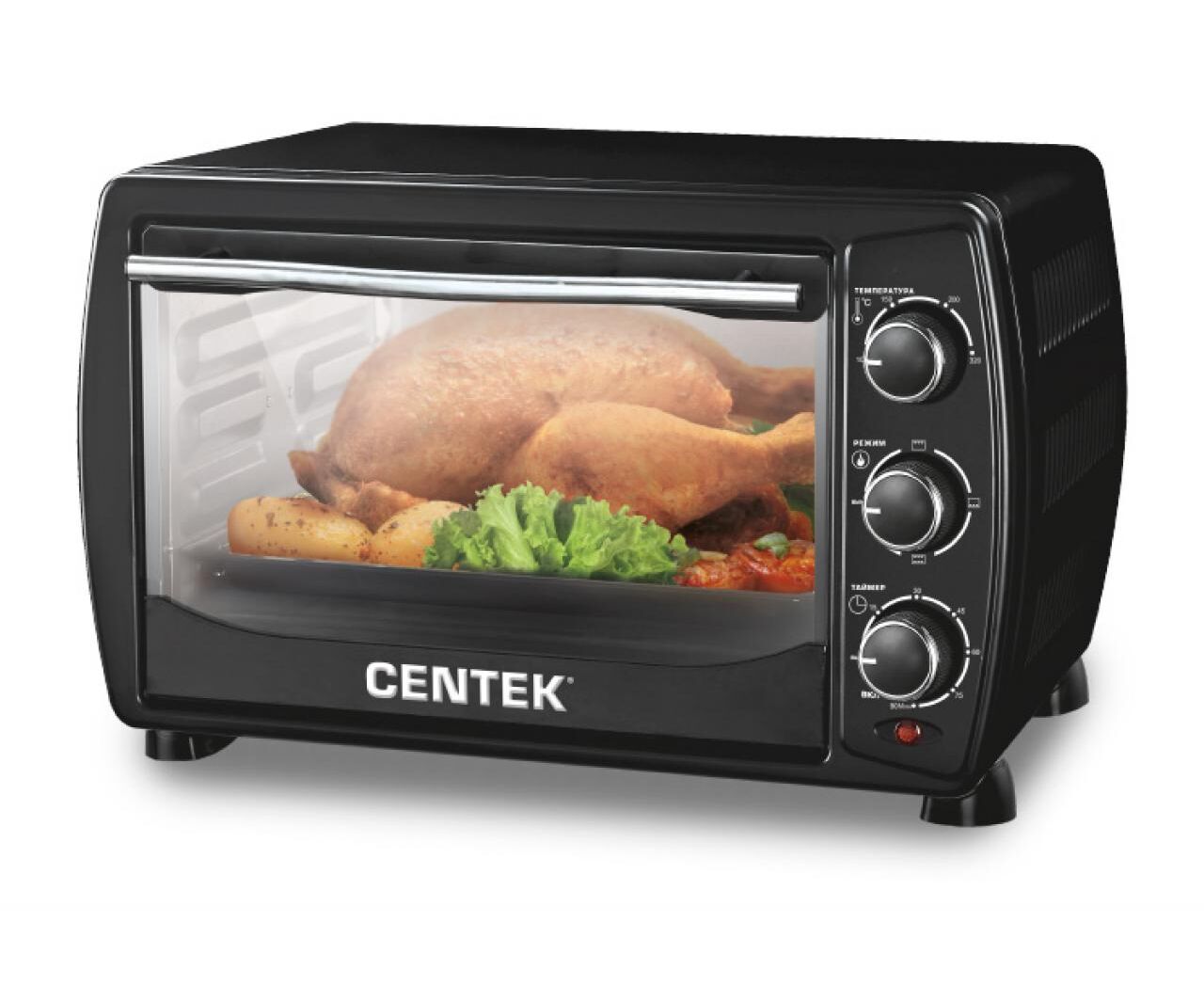 Электропечь Centek CT-1536-20 (черн) 1400 Вт, таймер 90 мин, 4 режима, max 320°
