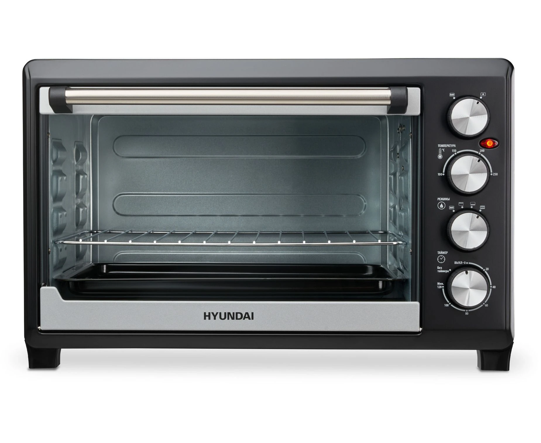 Мини-печь Hyundai MIO-HY075 серебристый/черный