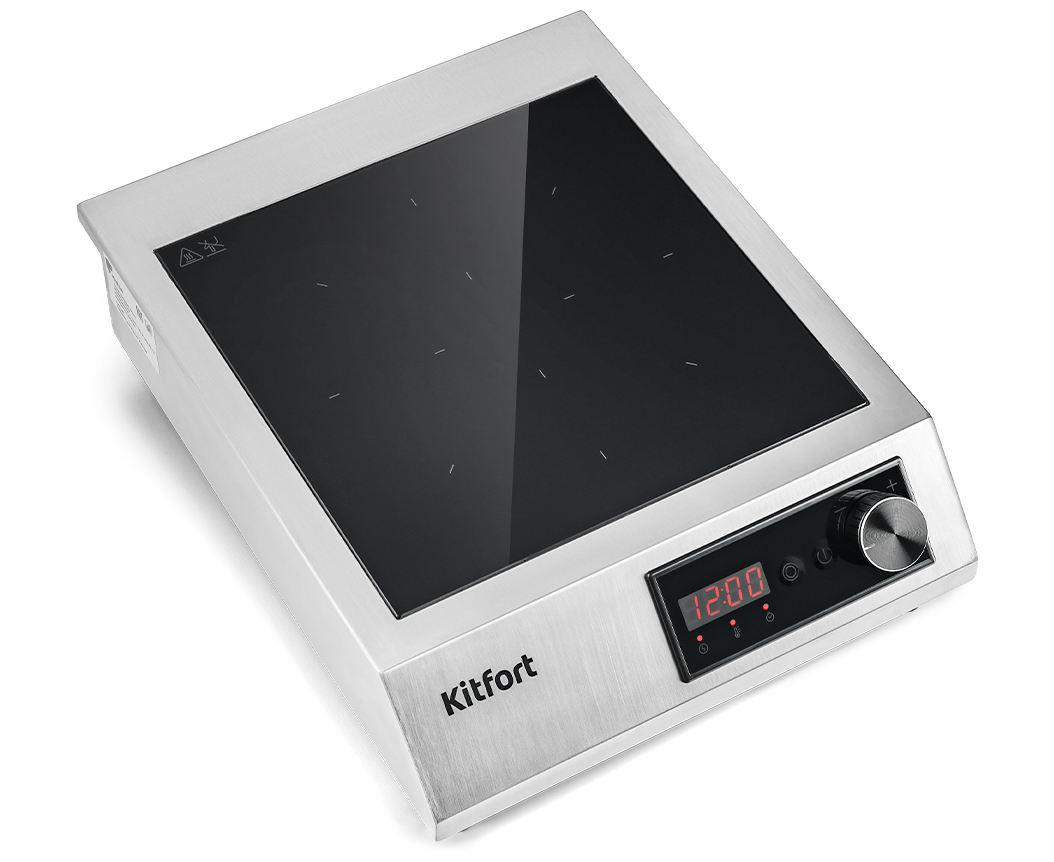 Плита настольная Kitfort КТ-142 серебристый/черный стеклокерамика