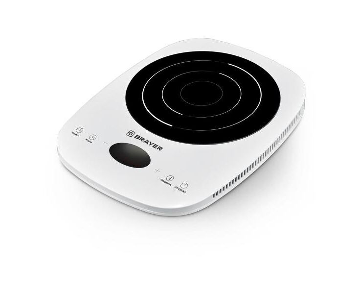 Плитка индукционная BRAYER BR2802 настольная. 1 конфорка, 2000 Вт, закаленное стекло, сенсорное управ