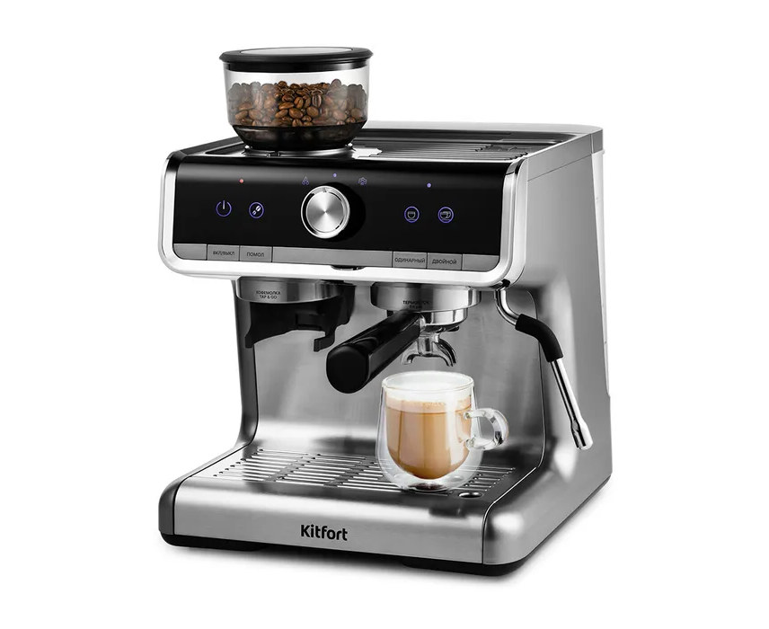 Кофемашина Kitfort КТ-789 серебристый