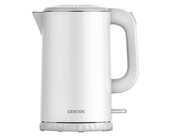 Чайник Centek СТ-0020 (белый) металл 1 .7л, 2200 Вт. бесшовная колба. двойные стенки