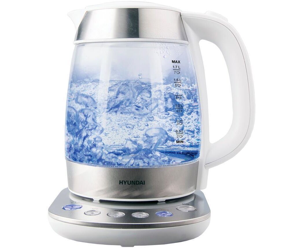 Чайник Hyundai HYK-G4033 белый/серебристый