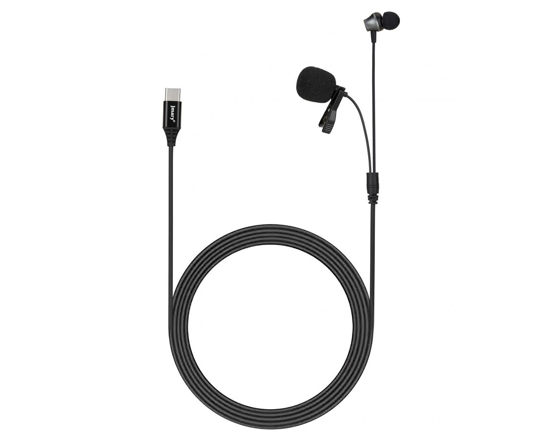 Микрофон JMARY MC-R6, петличный, Type-C, 1м, черный