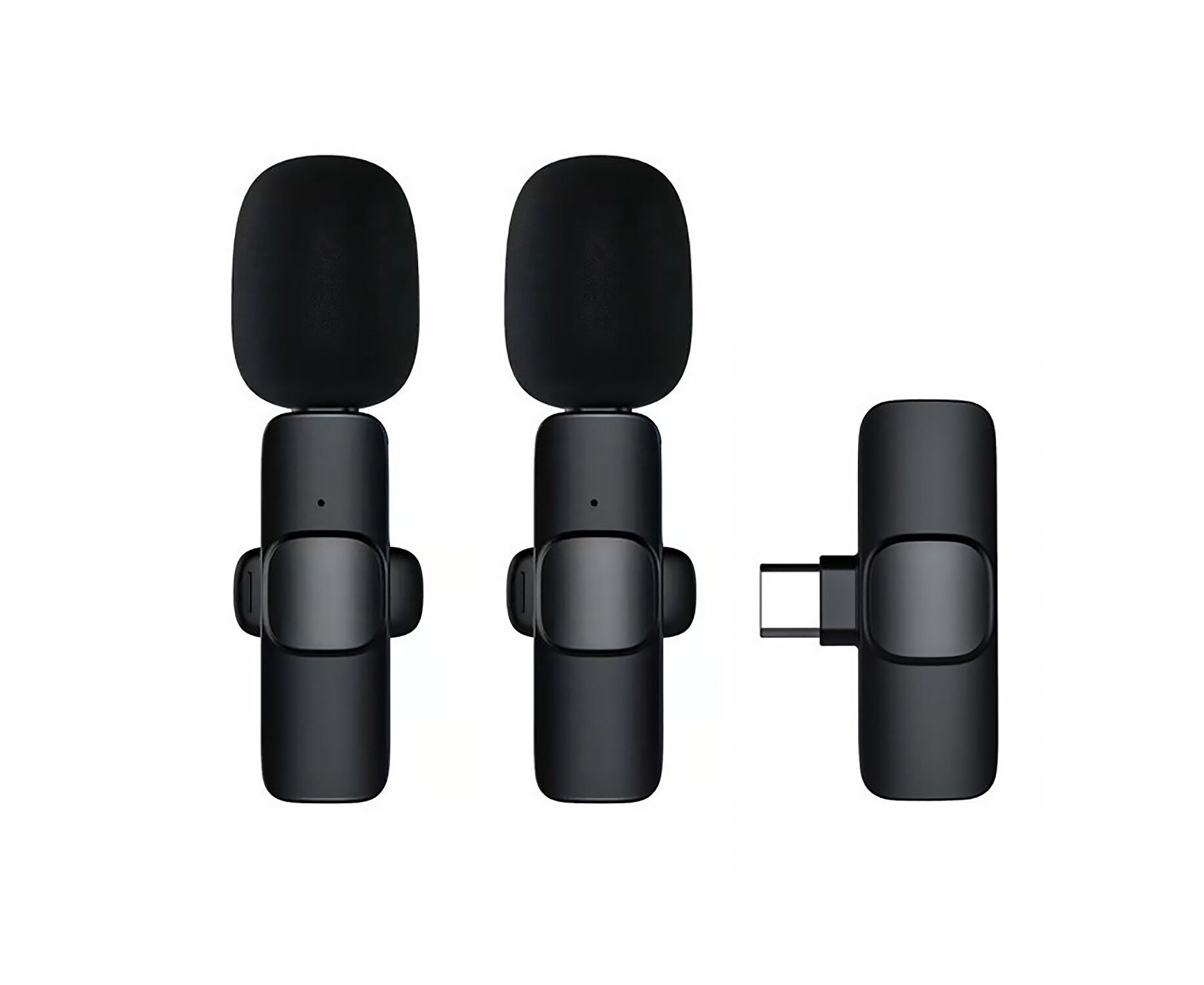 Беспроводной Микрофон петличка - K9 двойной с прищепкой для телефона, Type-C (black) (209933)