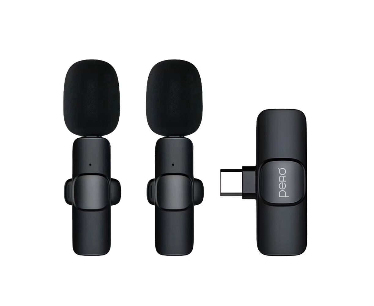 Набор беспроводных микрофонов PERO CM02, ресивер Type-C, черный