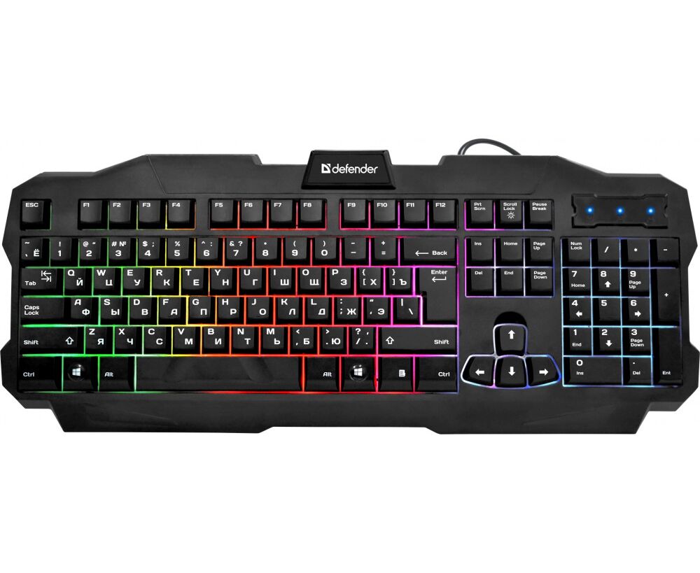 Клавиатура DEFENDER Ultra HB-330 L, мультимедиа, подсветка, USB (45330) черный