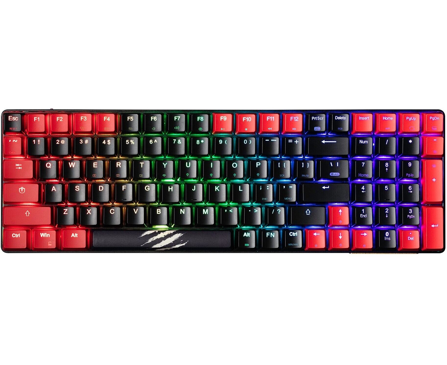 Игровая беспроводная клавиатура Mad Catz S.T.R.I.K.E. 11 US [БЕЗ РУССКОЙ РАСКЛАДКИ] чёрная (2.4 ГГц, Bluetooth, USB Type-C, Mad Catz RED Switch, 100 кл., RGB подсветка)