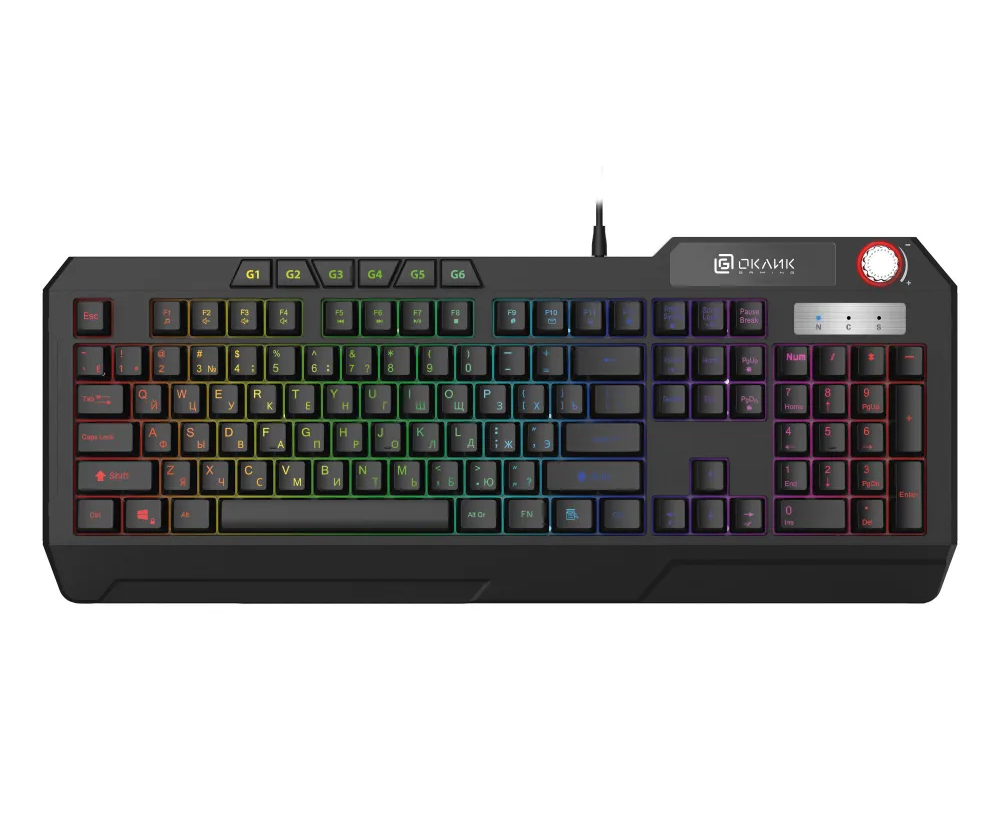 Клавиатура OKLICK 715 G (1680657) черный USB Multimedia for gamer LED
