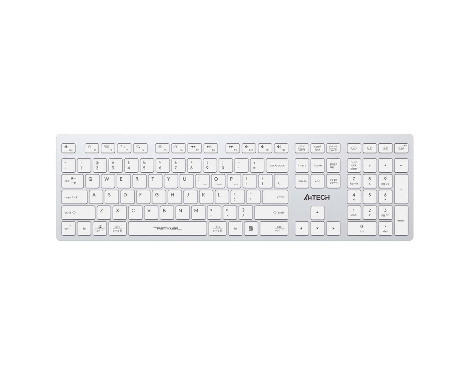 Клавиатура A4 Tech Fstyler FBX50 C белый USB беспроводная BT/Radio slim Multimedia (FBX50 C WHITE)