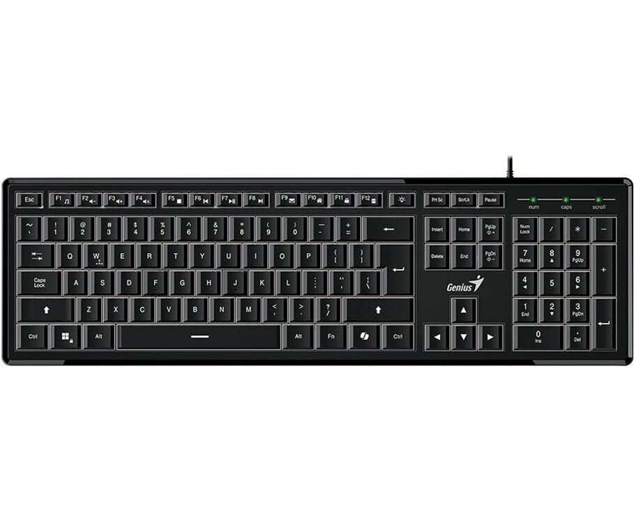 Клавиатура Genius Slim Star 820, проводная, USB, 104 клавиши, черный