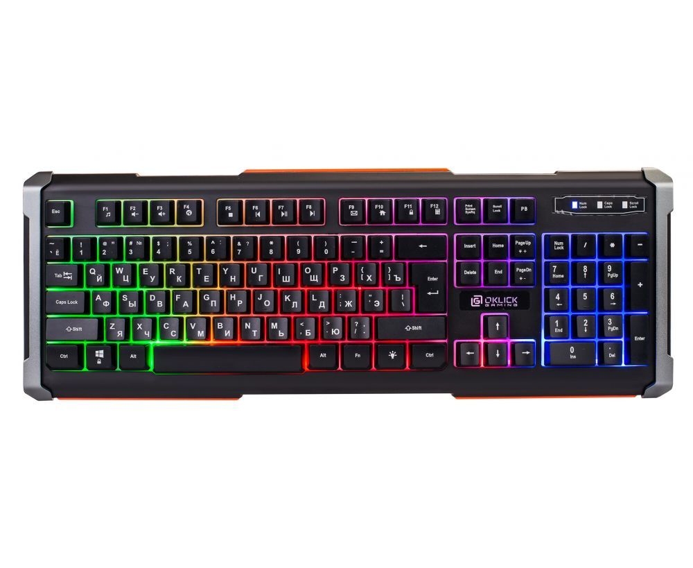 Клавиатура Oklick 710 G Black Death черный/серый USB Multimedia for gamer LED