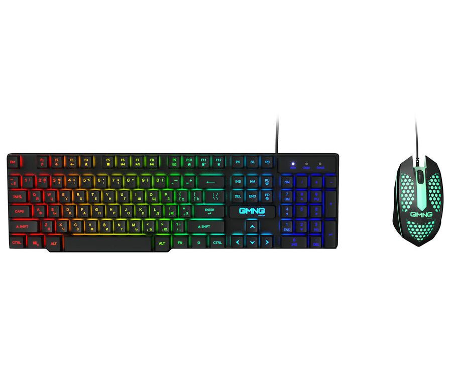 Клавиатура + мышь Oklick GMNG 400 GMK клав:черный мышь:черный USB LED (1546779)
