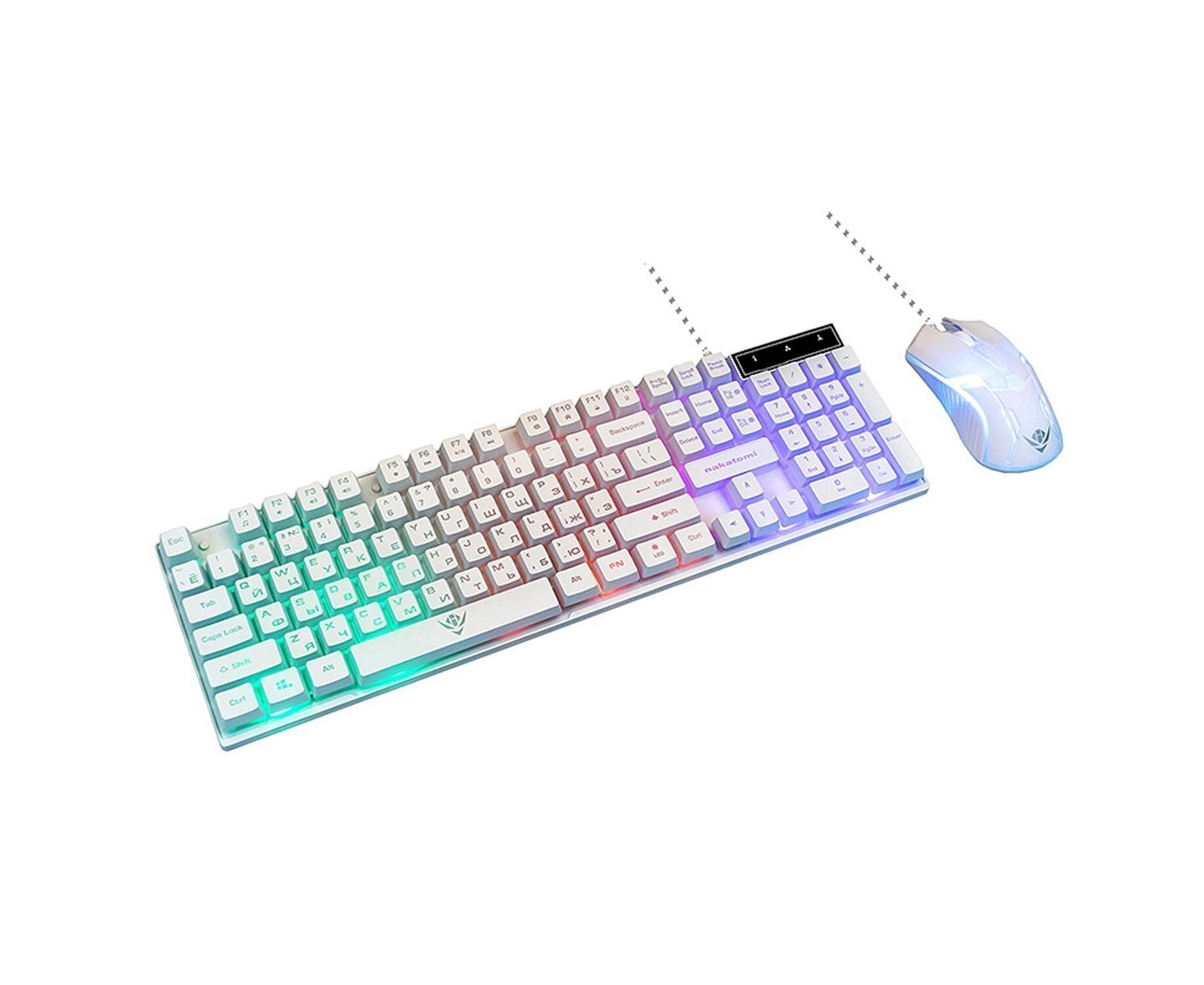 Проводной набор Nakatomi KMG-2305 U Gaming мембранная, игровой клавиатура с подсветкой+мышь ((133010)