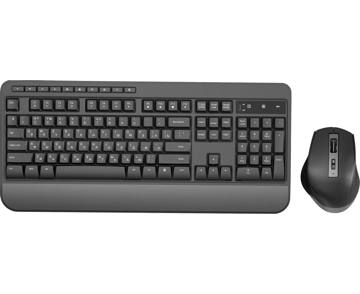 Клавиатура + мышь OKLICK S290 W (351701) клав черный мышь черный USB беспроводная Multimedia