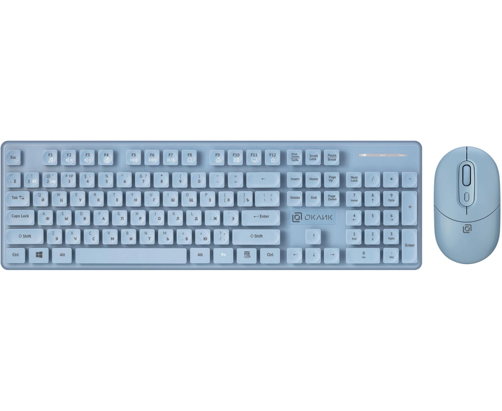 Комплект клавиатура и мышь Oklick S265 W USB голубой