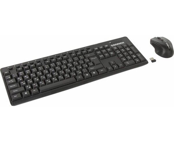 Комплект клавиатура и мышь SONNEN K-648 (513208) клавиатура 117 клавиш, мышь 4 кнопки 1600 dpi, черный