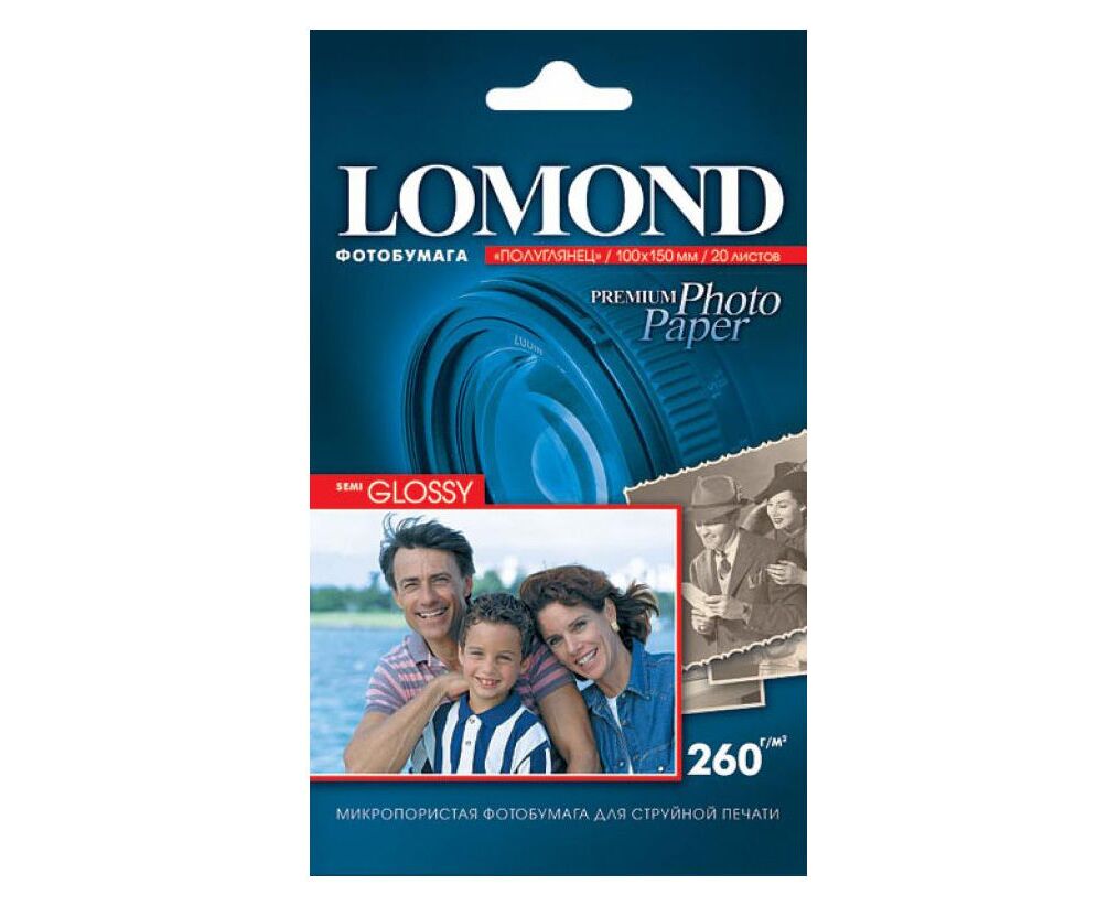 Фотобумага Lomond 1103302 10x15/260г/м 2/20л./белый полуглянцевое для струйной печати