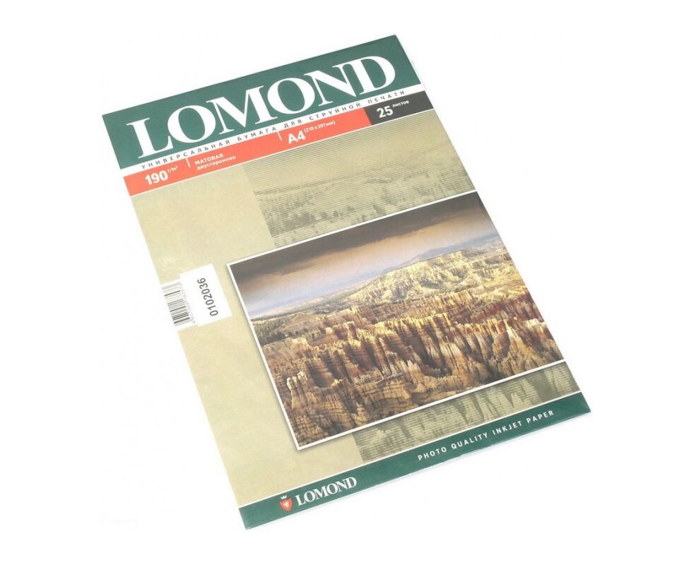 Фотобумага Lomond 0102036 A4/190г/м 2/25л./белый матовое для струйной печати