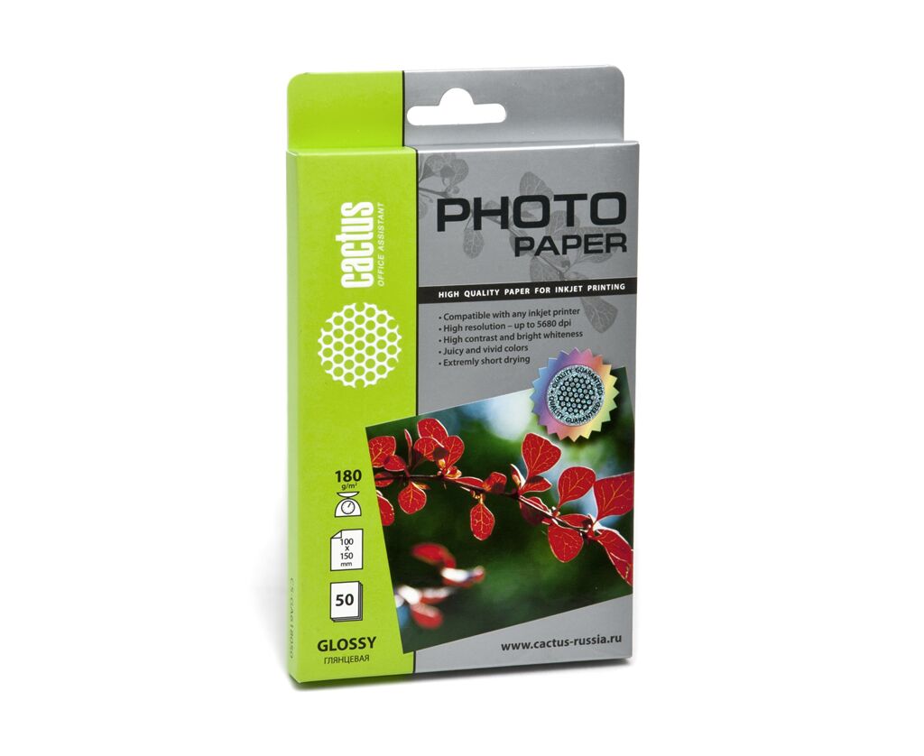 Фотобумага Cactus CS-GA618050 10x15/180г/м 2/50л/белый глянцевое для струйной печати