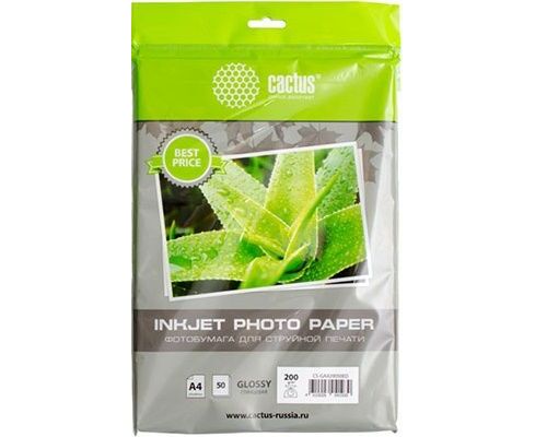 Фотобумага Cactus CS-GA418050 ED A4/180г/м 2/50л/белый глянцевое для струйной печати